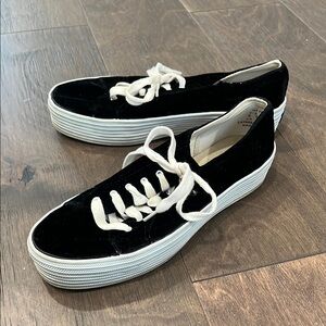 Black Platform Sneakers with White Laces by KEDS